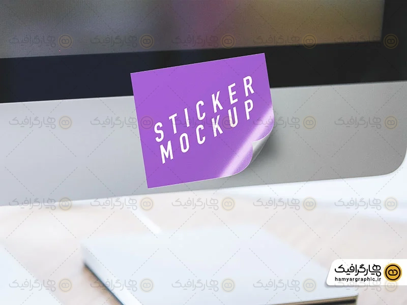موکاپ استیکر چسبدار