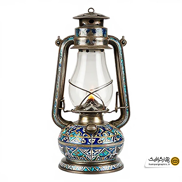 تصویر استوک فانوس با طرح کاشی کاری سنتی
